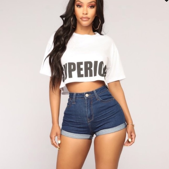 Fashion Nova High Waisted Denim Shorts 